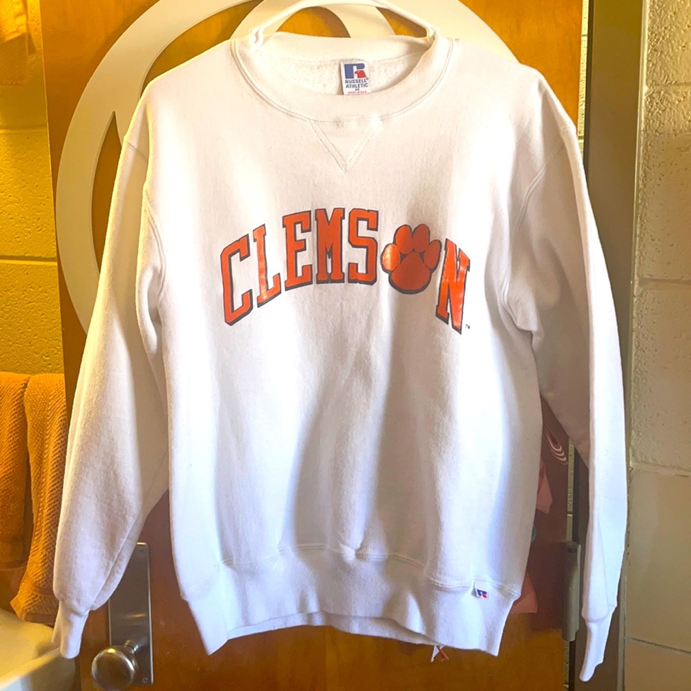 Russell white Clemson crewneck